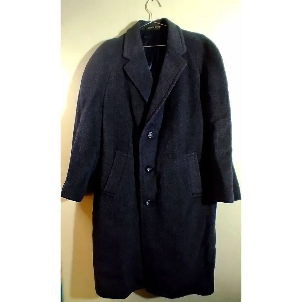 Alfons Muller Wipperfurth Men's German Size 52 Heavy Wool Trench Peacoat Jacket
